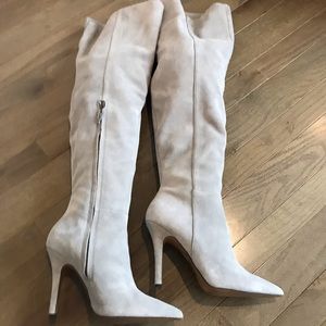 Aldo Over-the-Knee dove gray suede boots